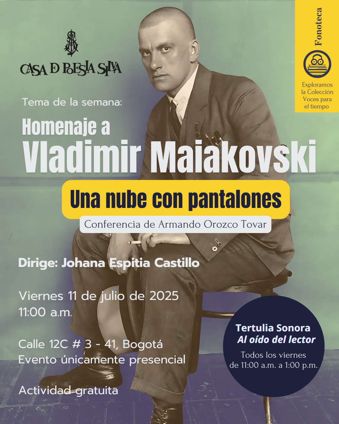 Este viernes en la Tertulia Sonora: Homenaje a Vladimir Maiakovski