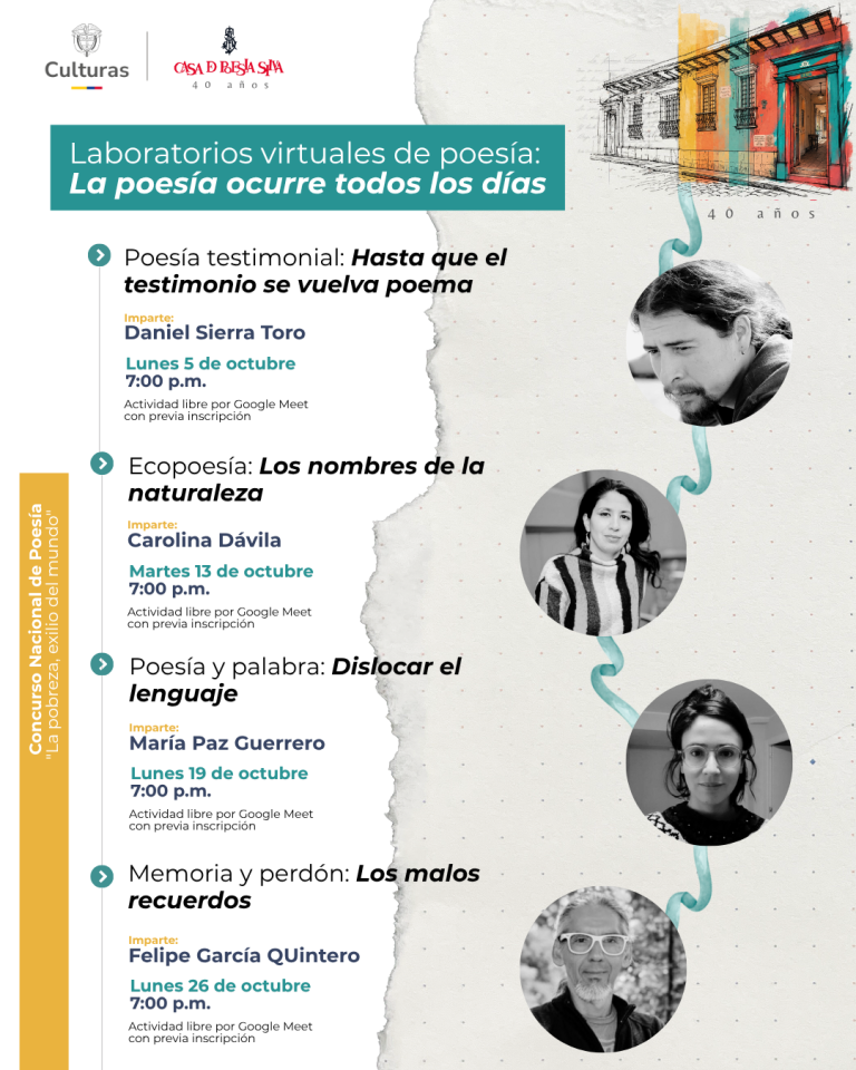 La Casa de Poesía Silva organiza el ciclo de laboratorios virtuales: La poesía ocurre todos los días